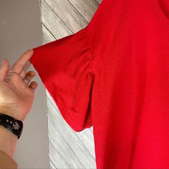 Evri- Women’s Plus Size Flutter Short Sleeve Coral Ribbed Top, Size 1X - Picture 4 of 8